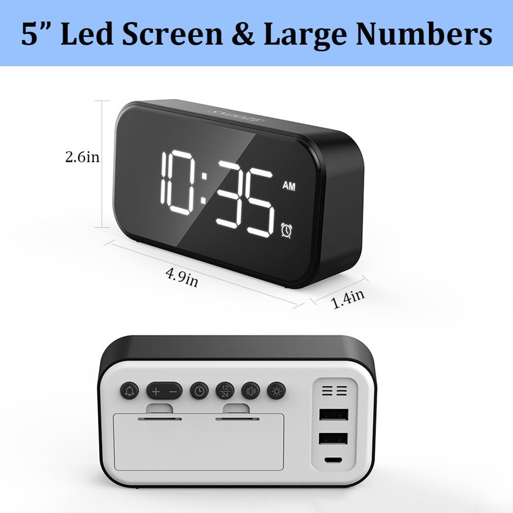 Sveglia Digitale KZQ, Ampio Display LED, Orologio Con Superficie A Specchio Con Funzione Snooze E Luminosita Regolabile Sveglia Con Connessione Per Camera Da Letto E Ufficio 88865264