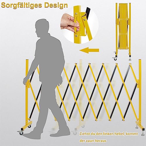 OUUTMEE absperrgitter Outdoor scherengitter ausziehbar Outdoor,Scherengitter Absperrgitter Scherensperre 270cm x Höhe 120 cm, ausziehbar, Baustelle/Bahnhof/Schule/Garage, Gitter-Akkordeon-Zaun