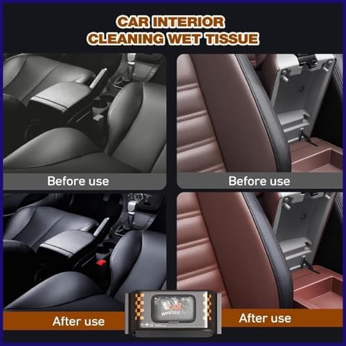 Image of YANCI Car Interior Cleaning Wet Cloth Wipes, Wet Cloths for Dashboard Polish, Scratch Remover Tissue, Car Cleaning Wipes for Car Leather Seat, Accessories Dust Wipe (1 Pack - 80 Count)