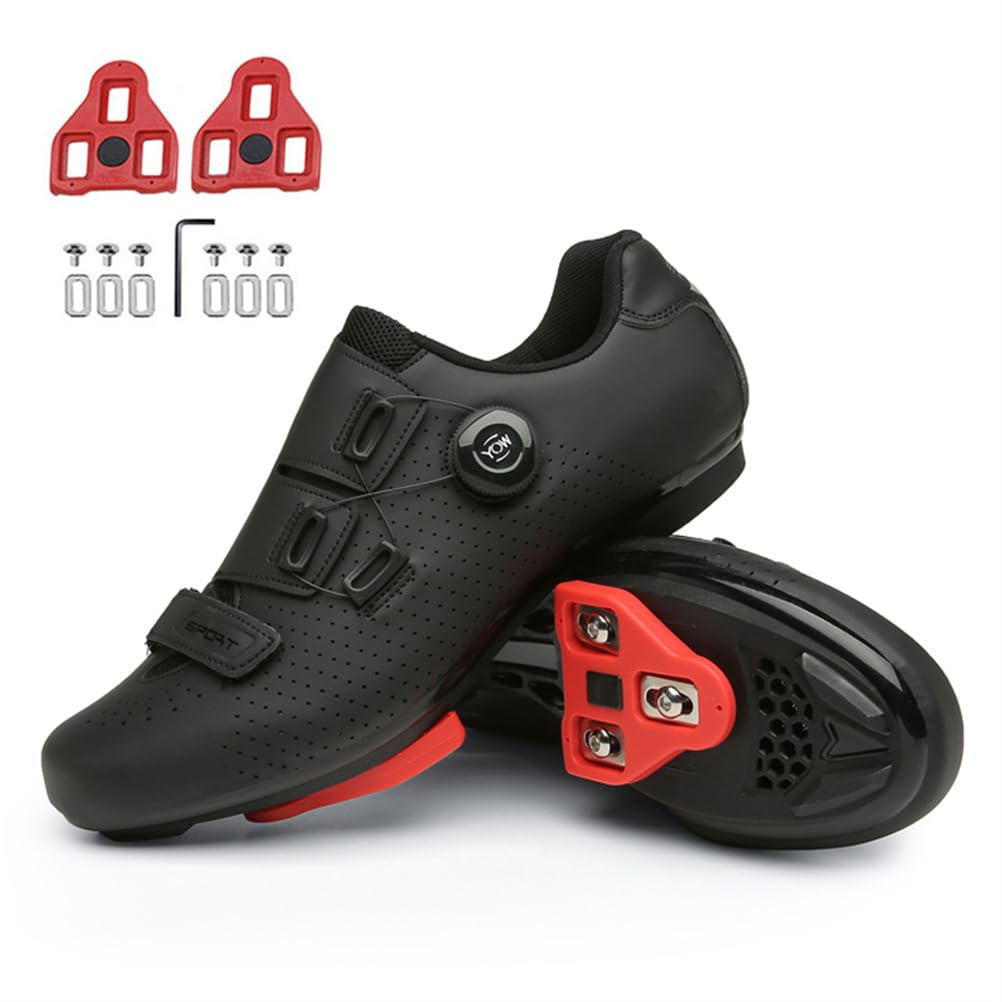 JiuQing Uniseksowe skórzane buty rowerowe kompatybilne z butami Peloton Indoor Outdoor Road Racing z blokami Delta