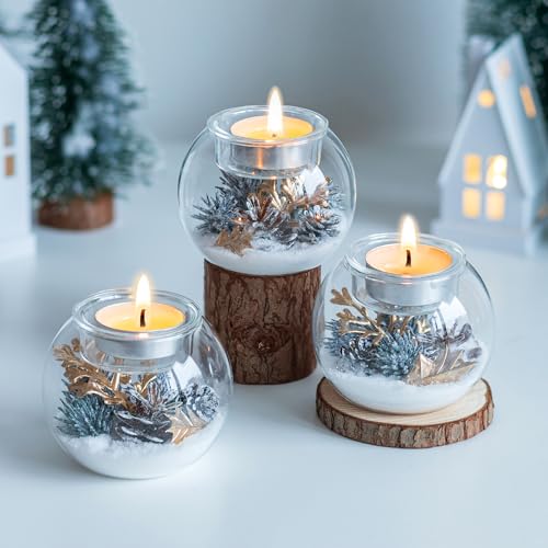 Teelichthalter Weihnachten Windlicht Weihnachtsdeko Tisch: Hewory 3er...