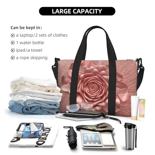 Travel Duffel Bags Personal Item Bag Carry On Luggage Bag Training Handbag Lightweight Waterproof Sports Gym Bag Rose Gold Weekender Bag for Women Men, Black, One Size, Travel Duffle4