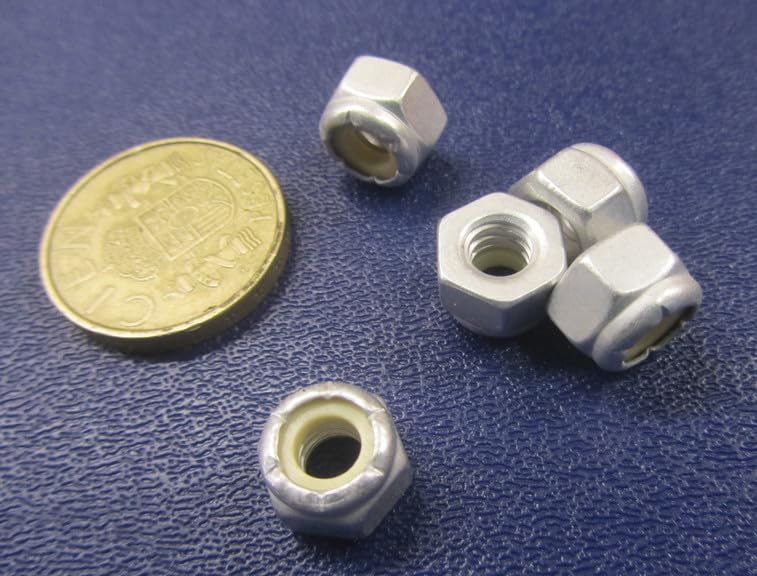 6061 Aluminum Nylon Insert Hex Nuts RH 1/4-20 Thread x 7/16 W x 5/16 H 50 Pcs