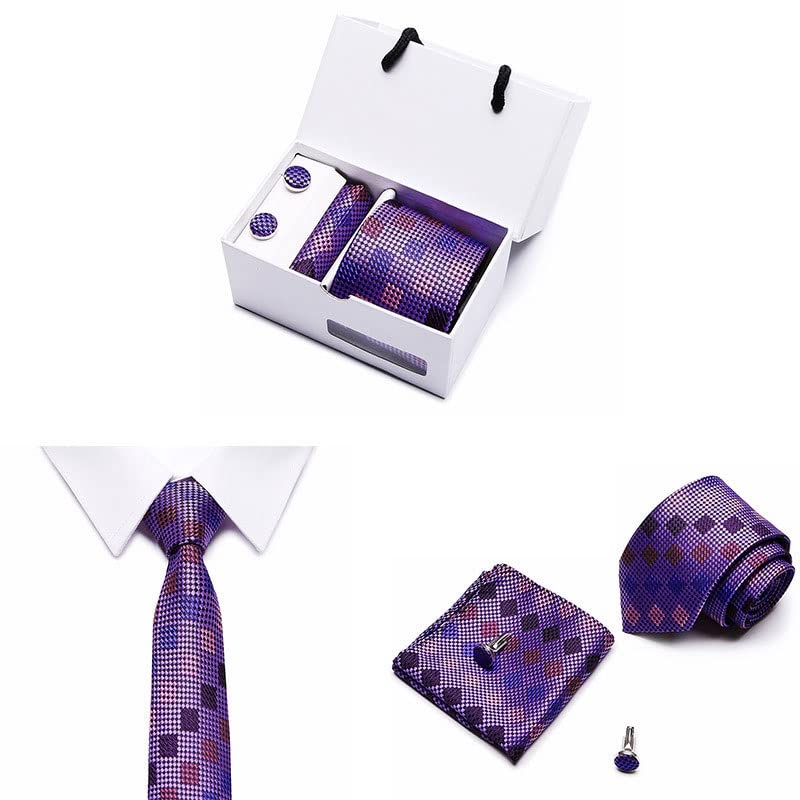 Set de corbata de seda geométrica para hombre miniatura 3