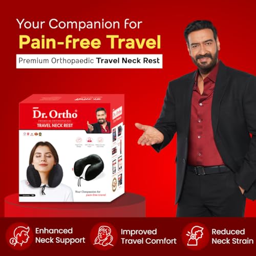 Dr.Ortho Premium Orthopaedic Travel Neck Rest, Neck Pillow for Travel, Travel Pillow for Neck & Head Support, Travel Neck Pillow for Chair, Car, Train & Flight - Image 3
