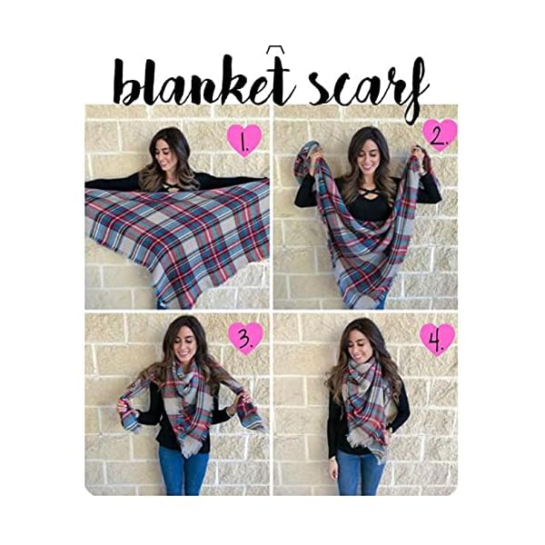 Women's Plaid Blanket Scarf Winter Warm Scarf Soft Chunky Large Wrap Shawl Scarves - Image 9