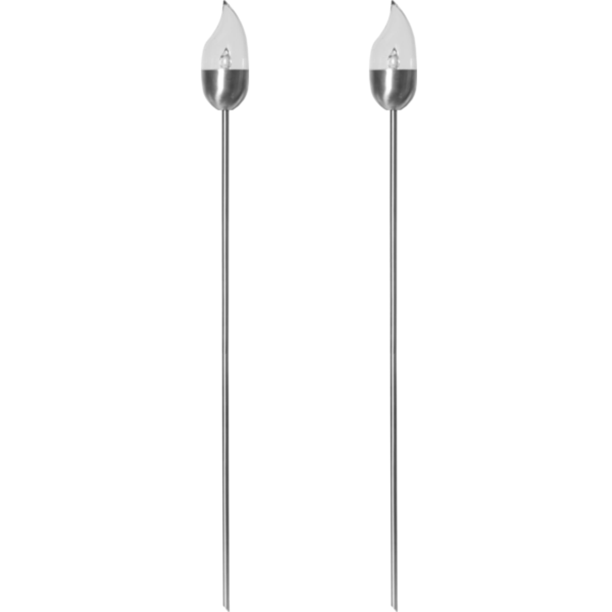 2er-LED-Solar-Gartenfackel-Set 'Chiemsee', geschlossen, Edelstahl, ca.115 cm x 8 cm 2 Amber LED, mit Solarpanel, incl. Akku, Outdoor, Kunststoffglas geschlossen, Winterfest