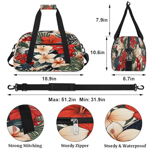 Palm Poppy Flower Sports Duffle Bags Travel Duffle Bag Gym Bag Weekender Travel Bag Waterproof Overnight Bag Carry On Travel Tote Bag Dance Bags3