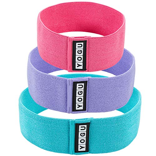 YOGU Booty Resistance Workout Hip Loop Exercise Bands Fitness Loop Circle Exercise Legs and Butt Activate Glutes and Thighs Set of 3 Thick Wide Cloth Bootie Training Bands