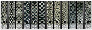 codiarts. Set of 12 Folder Labels Self-Adhesive Folder Spine Stickers - Oriental Pattern Petrol Blue
