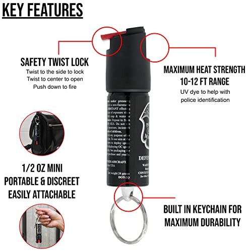 Police Magnum Mini Pepper Spray Keychain Bulk Pack- Max Heat Strength- Made In The Usa- 1/2Oz Twist Lock Keyrings (20 Red) #TOP1