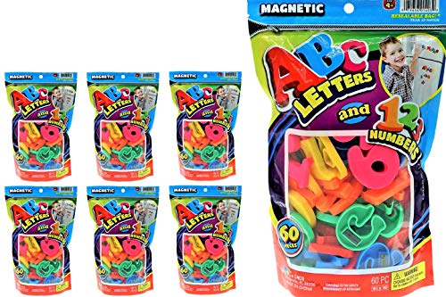 JA-RU ABC Magnetic Letters & Numbers w/Math Symbols Set (6 Packs) Colorful Fridge Magnetic Toy for Kids. Learning Alphabet & Math. Preschool & Kindergarten Classroom Educational Toy. 1403-6p