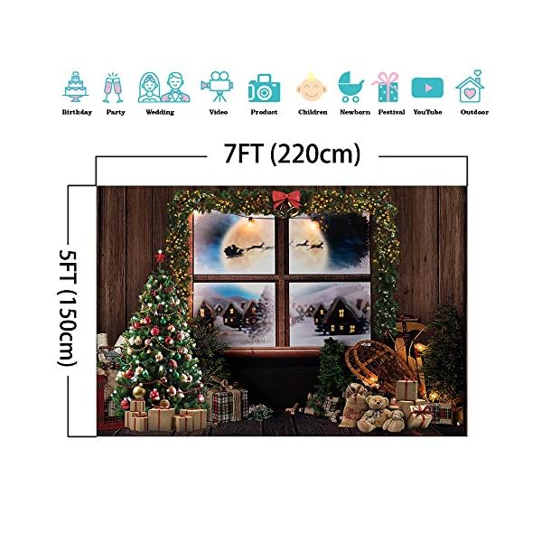Mocsicka Weihnachts-Fenster-Hintergrund für Fotografie, Vintage-Stil, Holz, Weihnachtsbaum-Hintergrund, Weihnachtsmann… – Bild 6