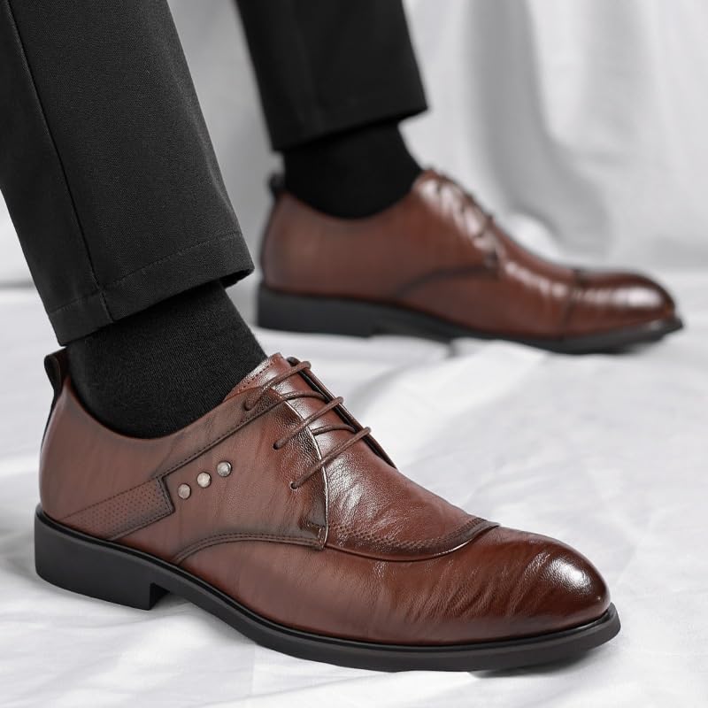 Men's Leather Lace Up Oxford Shoes Classic Formal Business Dress Footwear for Wedding Office4
