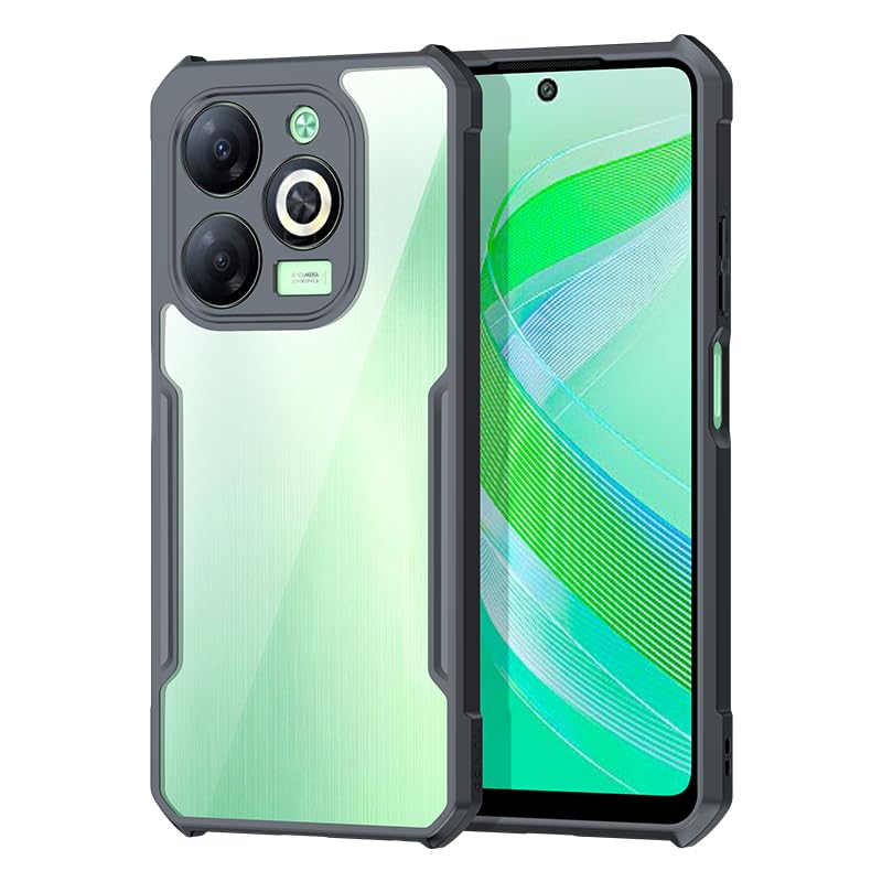 Image of SPAZY CASE Tecno pova 7 5g Back Cover | Transparent Crystal Clear Hard PC Back Case with TPU Bumper, Drop Protection Case Cover for Tecno pova 7 5g