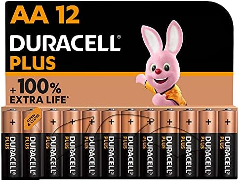 Duracell Plus AA (12 sztuk) - baterie alkaliczne 1,5 V - nawet o 100% dłuższe życie - niezawodna moc dla urządzeń codziennego użytku - opakowanie bez plastiku - 10 lat przechowywania - LR6 MN1500