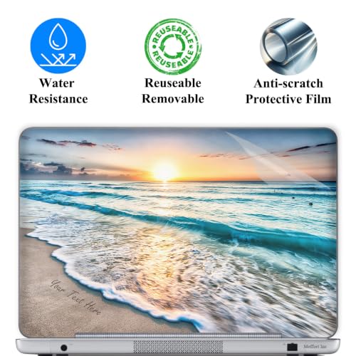 Image of Custom Design Personalized Laptop Skin Sticker Cover Art Decal, Customize with Your Name or Text (14 Inch, Sunset Beach)