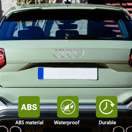 Image of Love Heart Logo Rear Trunk Emblem Badge, 3D Car Exterior Decoration Sticker, Replacement Decal Compatible with Most Cars, Trucks, SUVs