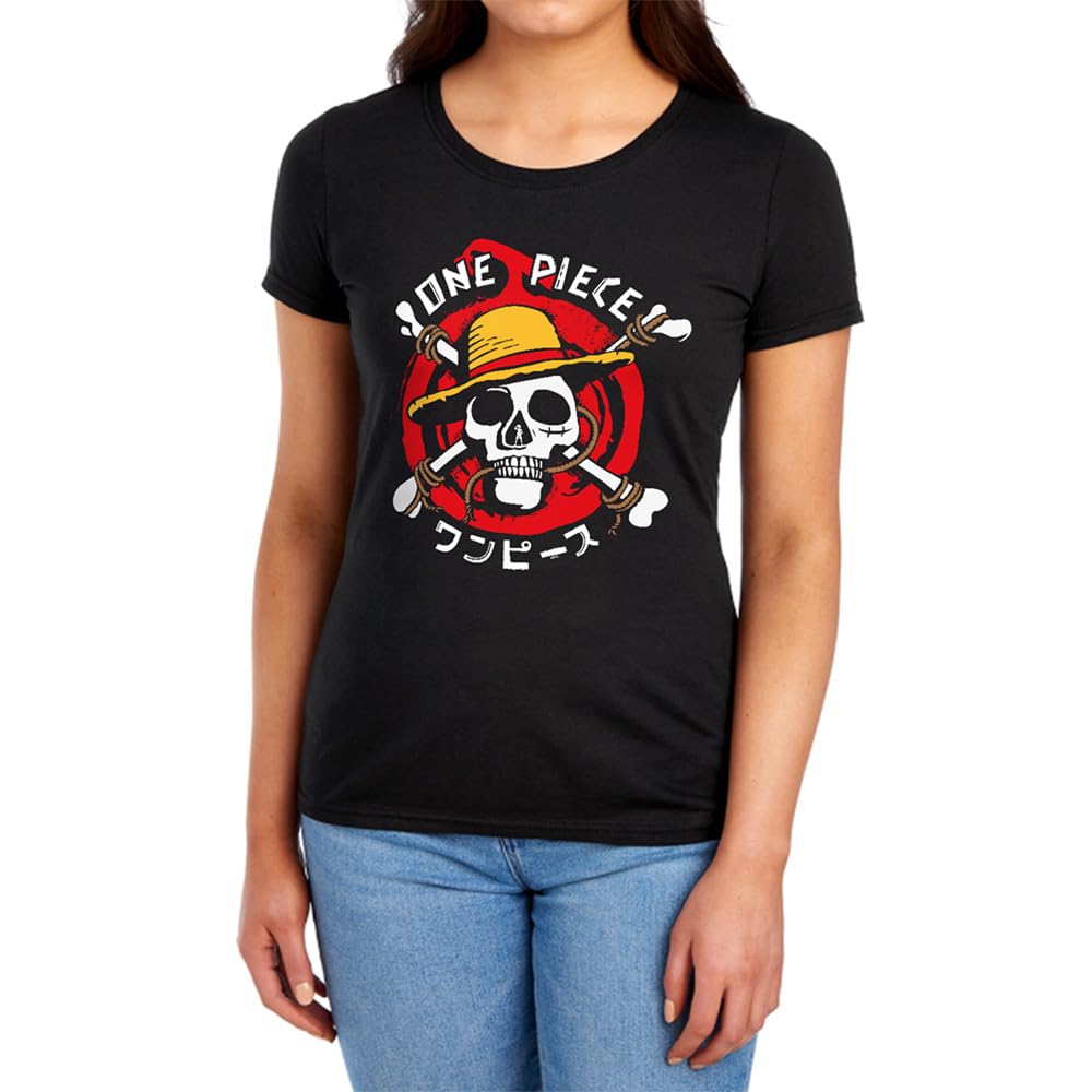 Netflix Women's Black One Piece Devil Fruit Skull T-Shirt, | Size: Small
