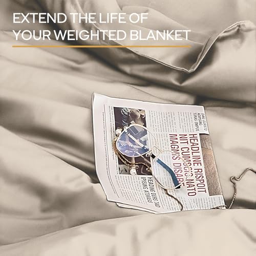 Image of ZonLi 60 inchx80 inch Khaki Duvet Cover, Oeko-texCertified 100% Cotton, Queen Size RemovableDuvet Cover for Weighted Blanket