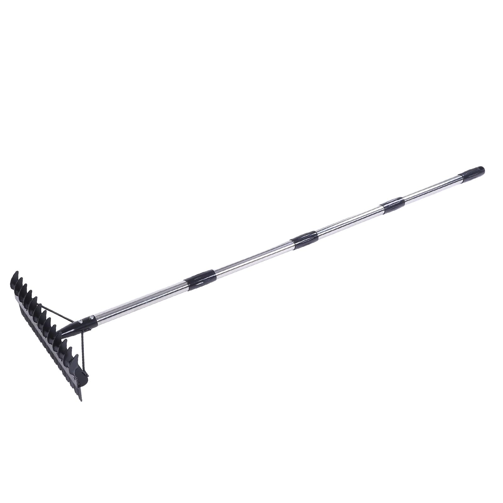 Rastrello da Giardino in Metallo a Doppia Faccia con Lunghezza Regolabile, Strumento per Allentare il Terreno per la Cura del Prato, Testa da 36,5 Cm