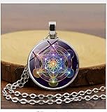 Metatron Würfel-Anhänger, Halskette, heilige Geometrie, Blume des Lebens, Chakra, spirituelle Halskette, Hexagramm-Choker.