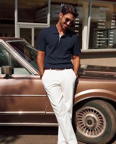 PJ PAUL JONES Mens Polo Shirts Short Sleeve Textured Polo T Shirt Summer Casual Knitted Golf Shirt2