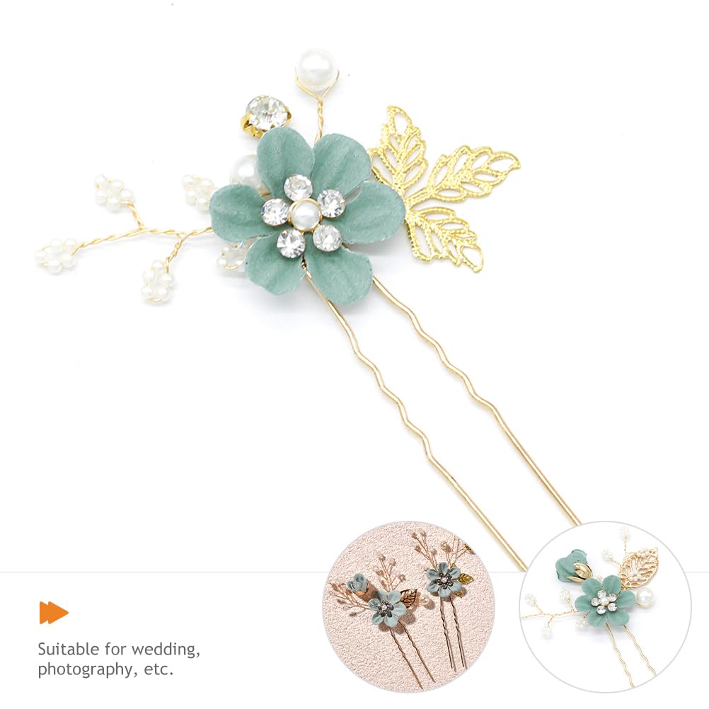 minkissy 2pcs Green Gloden Flower Hair Accessories - Image 4