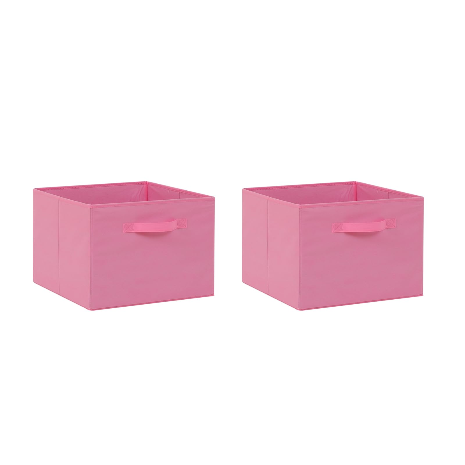 Pantanal 2 PCS Folding Collapsible Storage Cube Boxes with Handle for Kids Toy Clothes, Foldable Canvas Unit Cube Organiser Basket Bin for Nursery Children Bedroom Wardrobe (38*33cm pink, Pack of 2)