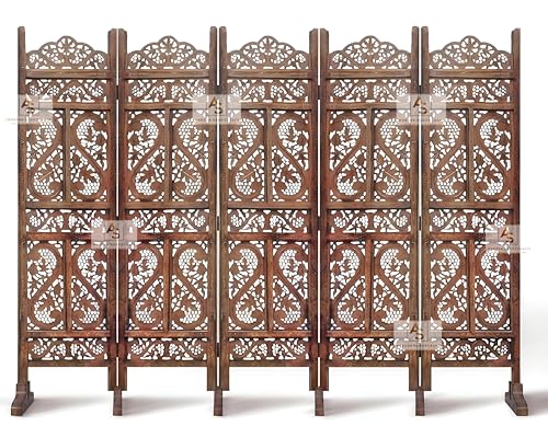 Image of Partition for Living Room,Divider,Partition Wall Divider Screen Separator, Wall Panel Divider for Hall | Bedroom |Office | Puja Room | Restaurant S Design (5- Panels with Stands)