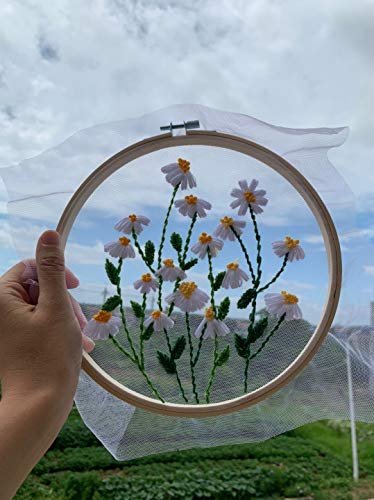 Full Range Embroidery Kits for Beginners Stamped Embroidery kit Includes Embroidery Cloth with Pattern Embroidery Hoop Instruction Color Embroidery Floss Threads Set and Needles (Daisy)
