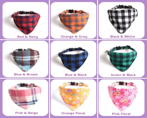 Bandana Cat Collars and Bell, Blue & Brown Chequered Bandana - Image 2