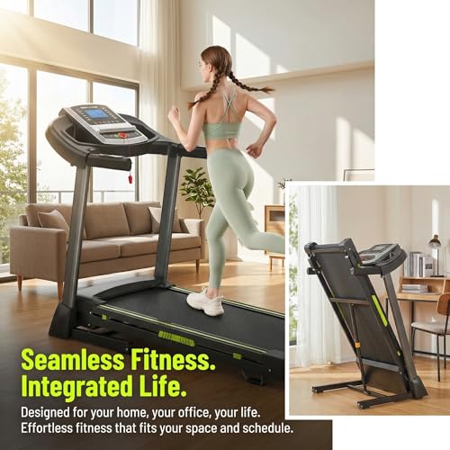 Image of Walking Pad, 3.5HP Foldable Treadmill with Handrails & Fixed 4% Incline, 6 Shock Absorbers for Joint Protection, 330 lbs Capacity