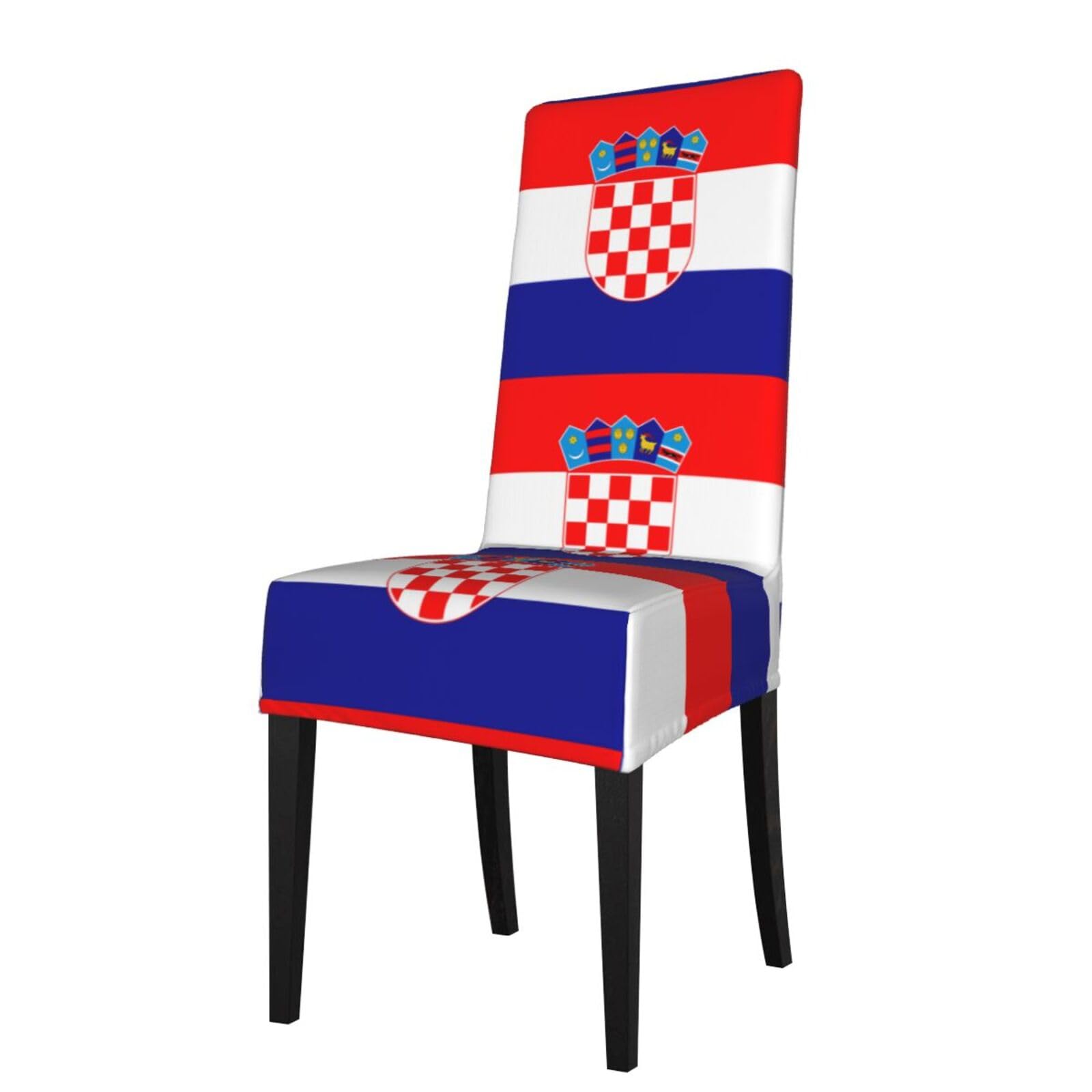 Yyhwhjde Black Republic Of Croatia Flag Prints Dining Chair Throw Covers - Stretchable Spandex Slipcovers For Chair Protection & Refreshing Your Dining Room