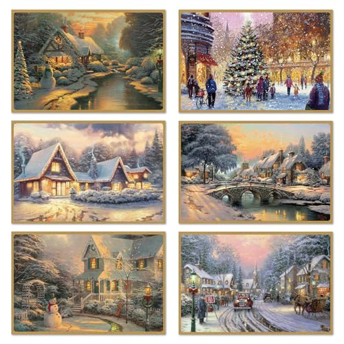Cartes de vœux de Noël vintage Whaline : lot de 36 cartes rétro avec enveloppes