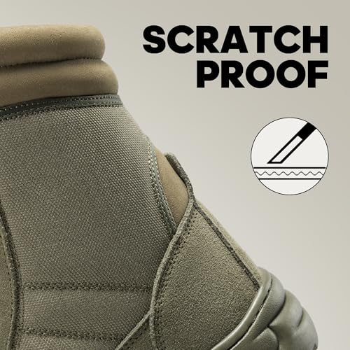 NORTIV 8 Men's Military Tactical Work Boots Side Zipper Leather Motorcycle Combat Boots Trooper(6-8 Inches),Size 11,Army Green