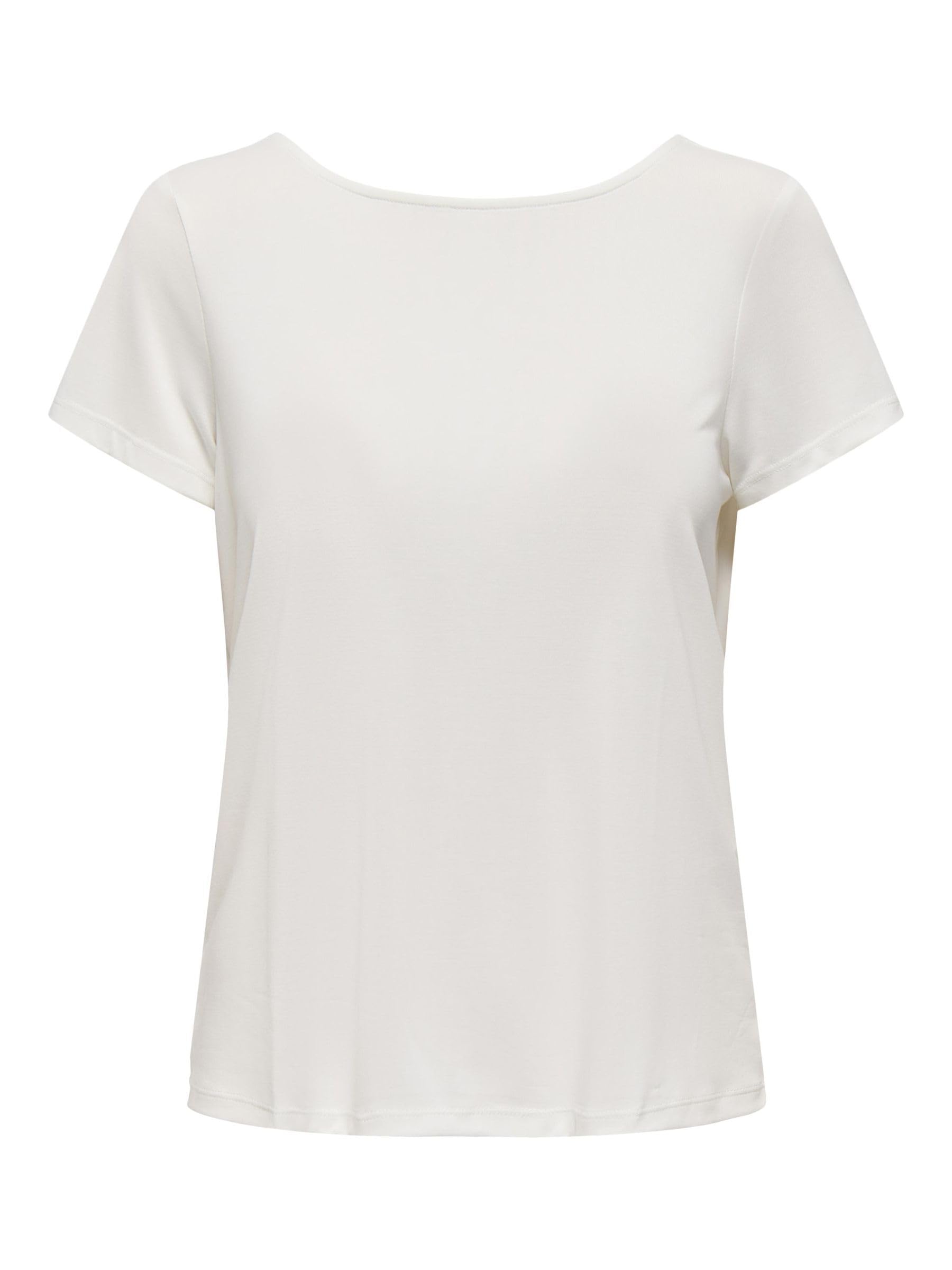 ONLY Women's Onlfree Life S/S O-String Modal Top JRS T-Shirt, Cloud Dancer, M