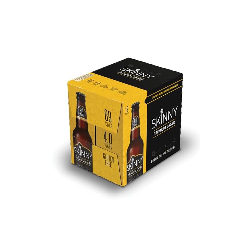 Skinny Lager, 4.0% Beer, Gluten FREE Beer, Full Flavoured Lager, Low Calorie Beer, Low Carb Beer, Vegan & Kosher Certified Lager, Premium Taste