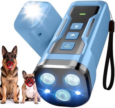 Dog Bark Deterrent Devices Anti Barking Device for Dogs Ultrasonic Bark Stopper Portable Dog Training Tool Indoor Outdoor Large Size Blue