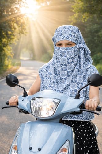 Image of Scarf Face Cover Mask Sun Protection Hair,Head, Neck, Nose Safety Head Wrap Scarf For Women Girls Daily Use Dupatta Hijab Double Layer Cotton Printed Kalamkari