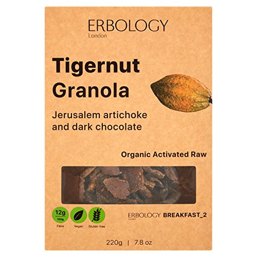 Erbology Organic Tigernut Granola (3 x 220g Pack) with Jerusalem Artichoke - Raw - Vegan - Gluten-Free - Activated - Dark Chocolate - Sunroot - Inulin
