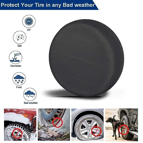 Image of RV Tire Covers 4 Pack, Waterproof 300D Oxford Wheel Protectors, UV Sun Snow Dust Protection, Universal Fit 24 inch-32 inch Diameter for Trailer Camper Truck Van (30-32 inch)