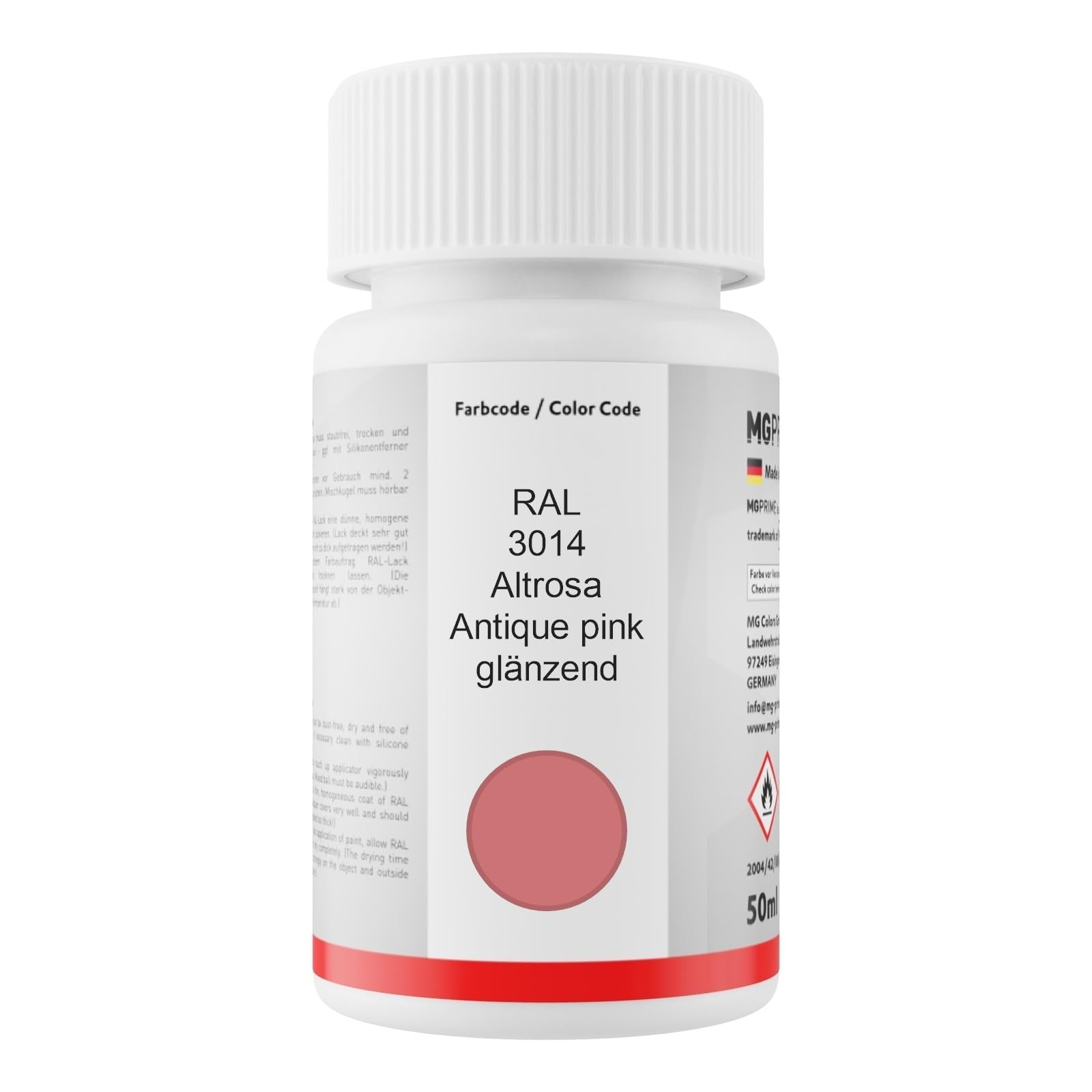 MG PRIME Lackstift RAL 3017 Rose Glänzend – 50 Ml Schnelltrocknend Für Auto, Modellbau & Basteln