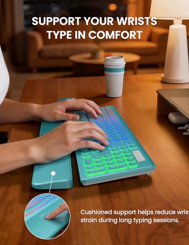 Image of Wireless Keyboard and Mouse Combo, RGB Backlit, Rechargeable & Light Up Letters, Full-Size, Soft Typing, Sleep Mode, 2.4GHz Quiet Keyboard Set for Mac, Windows, Laptop, PC, Trueque KM42Pro