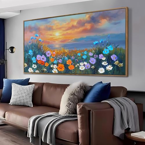 Ardemy Wildflower Sunset Wall Art 58x29 Canvas