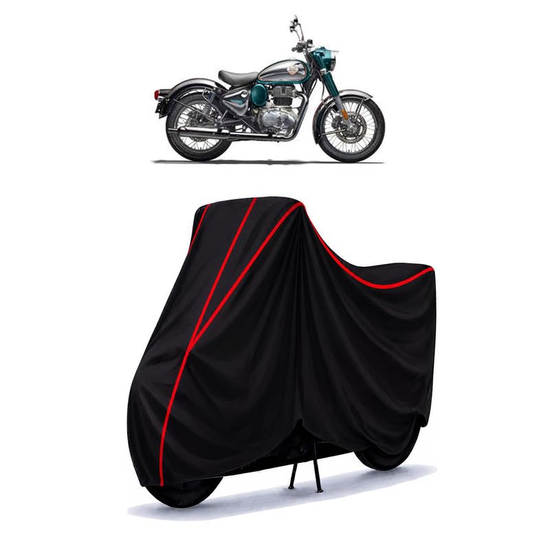 Image of Classic 350 Chrome Water Resistant Bike Cover for All Motorcycles & Rain | Heavy Duty Taffeta Fabric | UV Protection, Dustproof, Scratchproof | All Weather Two Wheeler Body Cover with Elastic Bottom