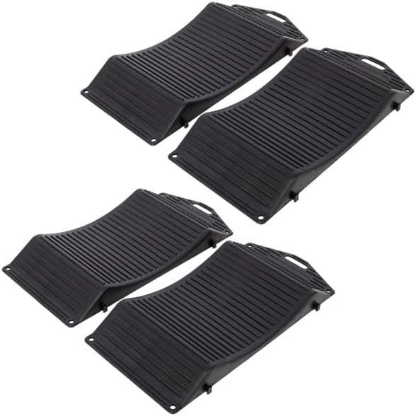 4 Pack Tire Saver Ramps for Car RV Storage, Heavy Duty Wheel Cradle Ramp Set with Interlocking Anti-Slip Hard Plastic Surface, Flat Spot Prevention for Vehicle Tire Protection