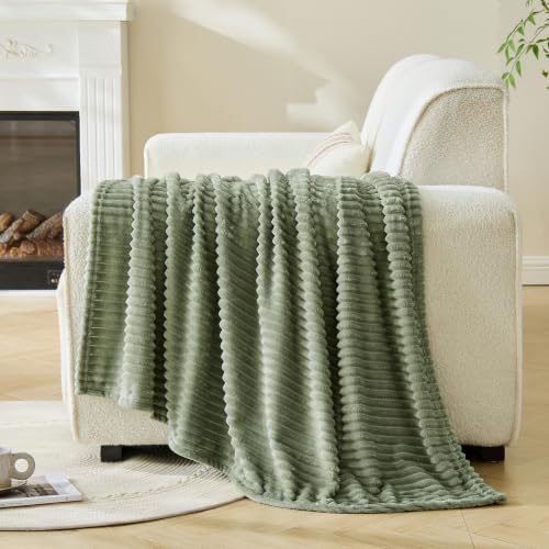 Bnuitland Manta Verde Salvia de Forro Polar Suave para Sofá y Cama miniatura 2
