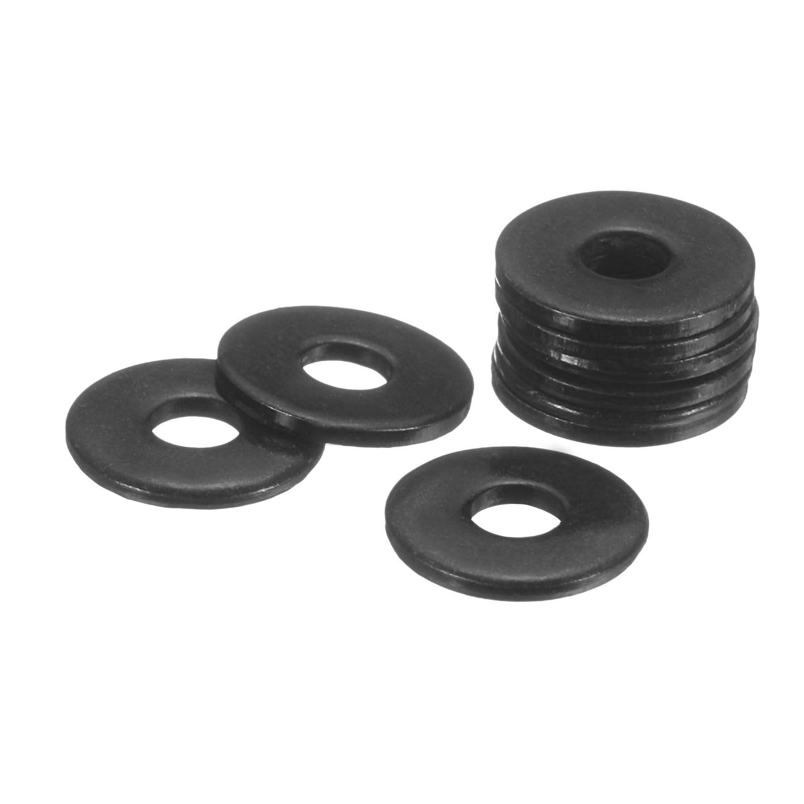 sourcing map 150Pcs M3 304 Stainless Steel Flat Washers, ID 3mm, OD 12mm, Thickness 1mm Round Metal Washers for Screws Bolts, Outdoor Construction, Black