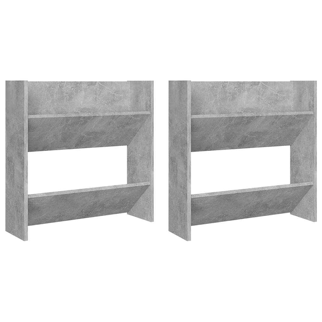 vidaXL 2x Wall Shoe Cabinets Wardrobe Storage Shoe Organiser Rack Shelf Wall-Mounted Hanging Shoe Cabinet Household Supplies Chipboard Concrete Grey